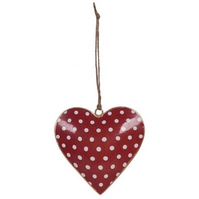 Подвесное украшение Heart red with dots 10 см